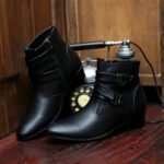 VUSUVON Fashion Men Spring Autumn Pointed Toe Height Increase Chelsea Ankle Boots Western High Top Casual Shoe PU Leather - Image 10
