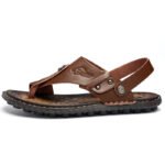 Hot Sale Men's Summer Sandals Breathable Leather Flip-Flops Slippers Men Hand-made Beach Casual Shoes Big Size 47 - Image 2