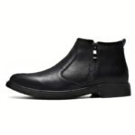 Autumn and Winter New High-Top Leather Shoes for Men, Zippered Leather Boots, Fashionable Versatile Business Casual Shoes, Men's Formal Shoes, Chelsea Boots - Image 3
