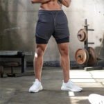 Men's Fitness Training Shorts,Summer Casual Black 2 In 1 Quick Dry Gym Running Shorts Outdoor Slim Quarter Pants - Image 5