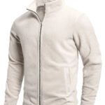 Men's Spring and Autumn Solid Color Fleece Warm Top, Comfortable Zippered Cardigan for Men's Outdoor Leisure