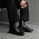 Hot-Selling Leather Boots for Men Fad Square Toe Drape Casual Chelsea Boot British High-end Cool High Top Men Boots Botas Hombre - Image 5