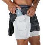 Men's Fitness Training Shorts,Summer Casual Black 2 In 1 Quick Dry Gym Running Shorts Outdoor Slim Quarter Pants - Image 12