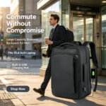 Expandable Men's Business Backpack with Multi-functional Layered Storage, Water-proof & Scratch-resistant Fabric, Separate Laptop Compartment, Convenient USB Charging Design, Perfect for Office Work, Short-distance Business T