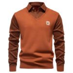 US Size Men's Polo Neck Pullover Autumn Winter Sweaters Striped Causal Shirts Pullover Sweaters New Jersey Knitwear