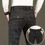 Fashion Black Grey Casual Trouses Mens Straight Fit Long Pants Striped Plaid Four Seasons High Quality Brand Business Trousers - Image 6