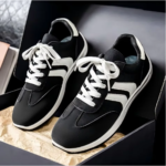 Women Retro Striped Suede Sneakers Lace Up Low Top Casual Shoes Comfort Soft Sole Non Slip Walking Trainers Multicolor Fashion All Match Daily Outdoor Sports Footwear For Ladies All Seasons Daily Wear - Image 5