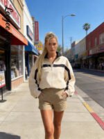 Women's Jackets Beige Black Zip Collar Crop Jacket Lapel Loose Streetwear Spring Autumn Chic Sports Outfits Short Coats 2026 New - Image 3