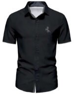 Men's Summer Minimalist Short Sleeved Shirt Fashionable Black Horse Logo Contrasting T-Shirt Men's Gift - Image 2