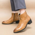 Western Boots for Men Cowboy Black Zipper Brown Ankle Boots Business Handmade Size 38-46 Mens Boots 2025 new - Image 2