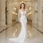 MisShow Elegant Straps White Mermaid Wedding Dresses Lace Pearls Backless V Neck Sleeveless Formal Party Gowns Vestido Marriee - Image 4