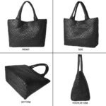 Woven Tote Bag Womens Purse Vegan Leather Shoulder Handbags - Fashion Summer Beach Tote Bags - Large Travel Totes - Image 6