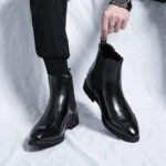 Chelsea Boots for Men Red Sole Pu Ankle Business Round Toe Slip-On Mens Boots Free Shipping Size 38-46 Men Shoes - Image 19