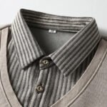 Mens Polo Sweater Shirt Collar Knit Pullover Autumn Winter Fleece T-shirt Casual Sweaters Navy Blue Khaki Korean Clothing - Image 5