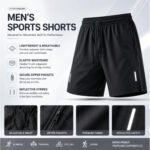 One Size Men Polyester Quick Dry Athletic Shorts Elastic Drawstring Zipper Pockets Jogging Workout Running Sport Shorts - Image 4