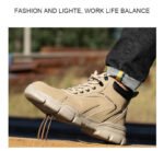 Men's & Women's Brown High-top PU Water Repellent Lightweight Anti-smash Anti-puncture Comfortable Wear Resistant Industrial Construction Work Safety Boots - Image 20