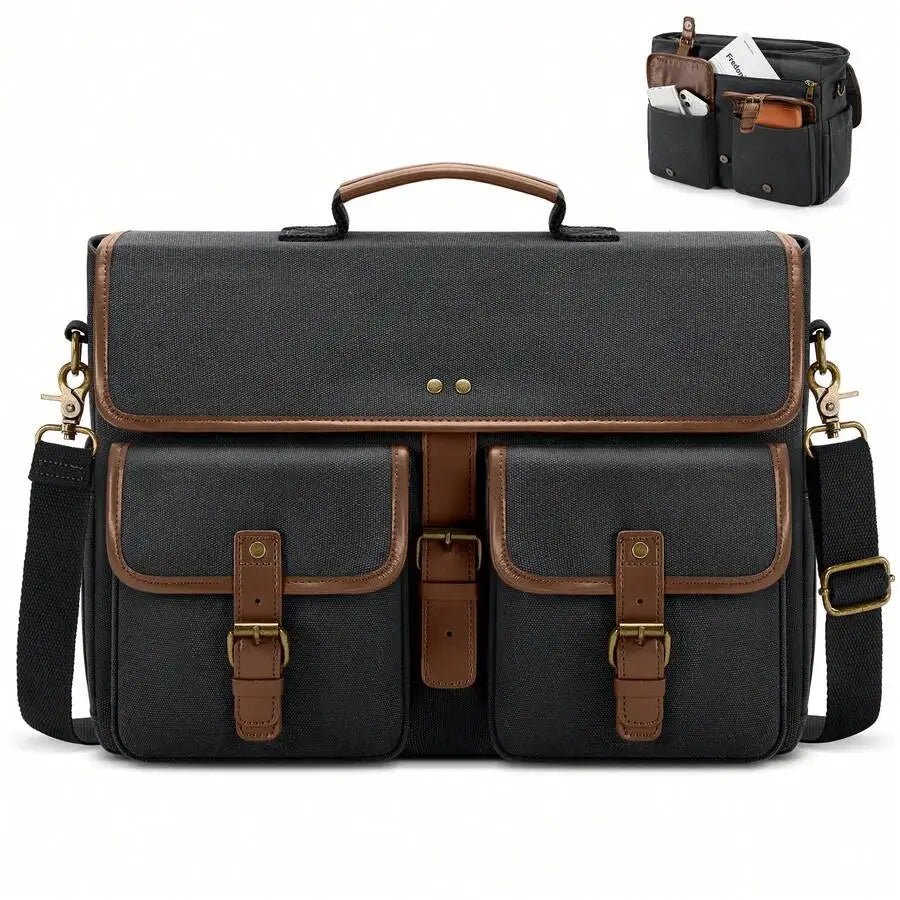 S0d57ee905d7348d98a9b1cfe294c00926.jpg Messenger Bag Men Canvas 15.6 Inch Computer Laptop Bag Waterpfoof Satchel Bags For Men Work Office - Image 1