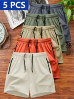 Manfinity Homme 5pcs/Set Men's Spring Summer Sports Shorts Casual Shorts - Image 6
