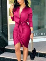 Women Sexy Deep V Neck Mini Dresses Ladies Long Sleeve Party Club Bodycon Dress - Image 2