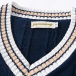 Sweater Vest Men Thicken V-neck Sleeveless Knitted Sweaters Vests Striped Retro Preppy-style Simple Chic Loose Casual All-match - Image 4