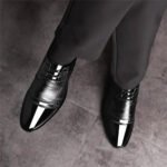 Men's Dress Shoes Business Oxfords Patent Leather Dress Shoes Classic Loafers Formal Derby Shoes For Men - Image 4