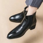 Western Boots for Men Cowboy Black Zipper Brown Ankle Boots Business Handmade Size 38-46 Mens Boots 2025 new - Image 14
