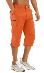 Men's Cargo Work Shorts Quick Dry 3/4 Length Capri Pants Multi-pockets Knee Length Trousers Summer Board Beach Shorts - Image 16