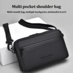 Fashionable Multi-Layer Shoulder Bag for Man,Hand-Held Casual Crossbody Bag, Suitable for Commuting, Daily Use,Black Business Travel Bag, Solid Color Minimalism Handbag