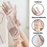 Sun Protection Lace Gloves Summer Touchscreen Breathable Non-Slip Driving Gloves Elegant Lace Design for Women Outdoor Shopping - Image 5
