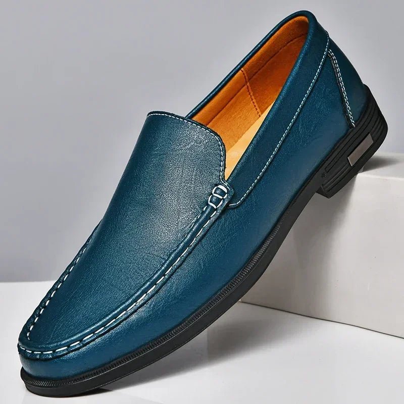 S14904812cf8a4031b8f629524a909402r.jpg Genuine Leather Men Footwear Slip on Office Man Formal Shoes Wedding Party Men Dress Shoes Breath Driving Lazy Loafers Moccasins - Image 1