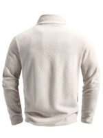 Men's Spring and Autumn Solid Color Fleece Warm Top, Comfortable Zippered Cardigan for Men's Outdoor Leisure - Image 2