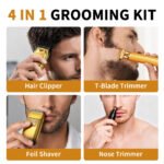 Grooming Kit for Men, Electric Hair Clipper, T-Blade Trimmer, Foil Shaver and Nose Trimmer, Rechargeable Cordless - Image 2