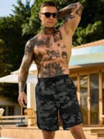 Manfinity KASUA Men's Summer Holiday Casual Camo Print Drawstring Waist Side Pocket Beach Shorts Men Camo Shorts Men Streetwear - Image 3