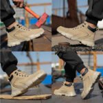 Men's & Women's Brown High-top PU Water Repellent Lightweight Anti-smash Anti-puncture Comfortable Wear Resistant Industrial Construction Work Safety Boots - Image 7