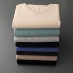 Autumn And Winter New Men's V-Neck Cashmere Loose Thickened Solid Color Wool Knitted Bottoming Shirt Business Casual Sweater - Image 6