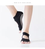 Women Backless Five Toe Yoga Socks Non-Slip Cotton Ladies Dance Ballet Socks Open Half Breathable Fitness Sport Sock for Pilates - Image 5