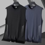 Summer Mesh Men Vest Sleeveless Printed Round Neck Ice Silk Basketball Loose Running Fitness Men Tank Tops T Shirt