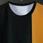 Color Block Short sleeved T-shirt for Men's Versatile Round Neck Trendy Half sleeved Bottom Shirt Summer Cool Feeling T-s - Image 3