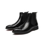 Chelsea Boots for Men Red Sole Pu Ankle Business Round Toe Slip-On Mens Boots Free Shipping Size 38-46 Men Shoes - Image 5