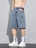 Men's Summer Denim Cargo Shorts Big Size 8XL 7XL 6XL Elastic Waist Straight Baggy Jeans Shorts - Image 12