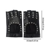 Half Finger Studded Gloves Women Leather Punk Rock Gloves Fingerless Black Rivet Gloves for Motorcycle Driving Stage Performance - Image 6