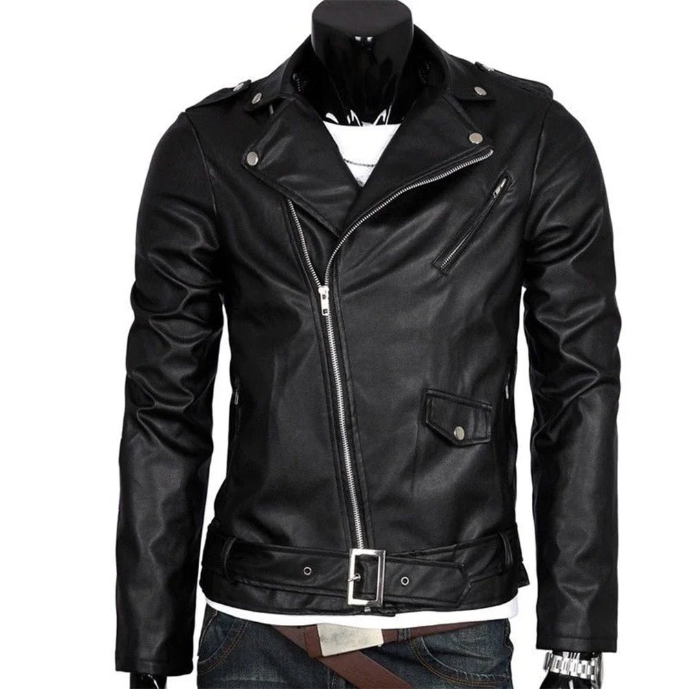 S1b99ae650a02428d921d02a7b2e4b4bd4.jpg Men Leather Jacket Slim Fit Motorcycle Jacket Zipper Casual Coat Spring Autumn Winter - Image 1