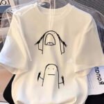 Cute Funny Doodle Graphic T-Shirt, Casual Crew Neck Short Sleeve Top for Women, Humorous Versatile Summer Daily Fashion Tee