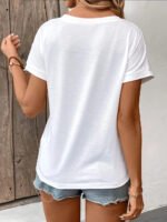 Spring and Summer Women's Casual Short-Sleeved V-Neck T-Shirt, Solid Color Style - Image 6