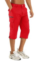 Men's Cargo Work Shorts Quick Dry 3/4 Length Capri Pants Multi-pockets Knee Length Trousers Summer Board Beach Shorts - Image 14