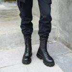 Platform Women's Ankle Boots Autumn 2023 Black White Thick Bottom Motorcycle Botas Mujer Pu Leather Non-Slip Combat Boots Women - Image 3