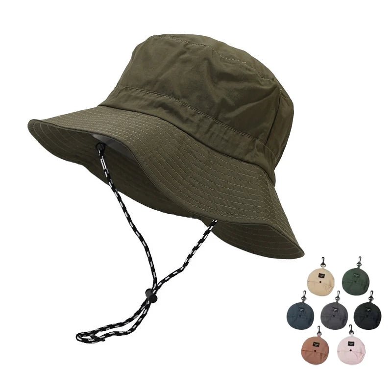 S20baabd1bca64677bb9aa747813e197fN.jpg Quick Drying Fisherman Caps Women Men Outdoor Sun Anti-UV Protection Panama Hats Waterproof Camping Foldable Bob Bucket Sunhats - Image 1