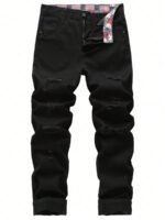 Men's Ripped Non-Stretch Regular Fit Straight-Leg Denim Pants Jeans - Image 6