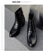 Luxury Men Boots Leather Chelsea Boots High Top Buckle Strap Formal Shoes Black British Style Ankle Boots Pointed Toe Brown Boot - Image 18