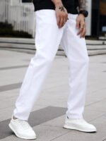 SGIAWETA-Manfinity Homme Men Cotton Solid Straight Leg Jeans Long Washed Light Jean Cargo Plain All White Work Basic Husband Going Out Office Party Vacation Urban-birthdaygift - Image 6